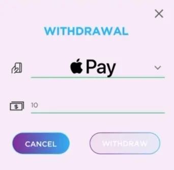 Apple Pay withdrawal screenshot 1
