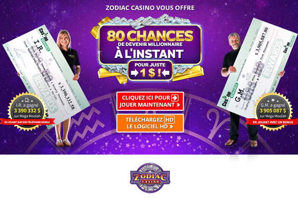 Zodiac Casino 1$ depot bonus