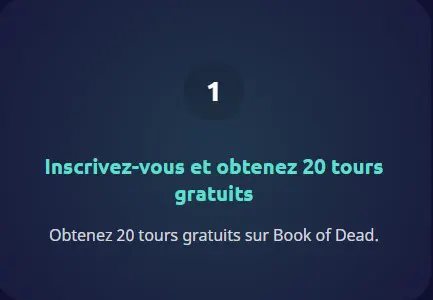 20 spins offerts à l'inscription