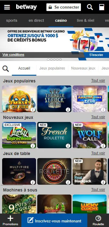 L’application Betway Casino