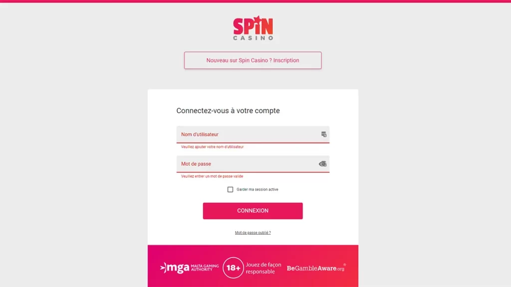 Connexion Spin Casino