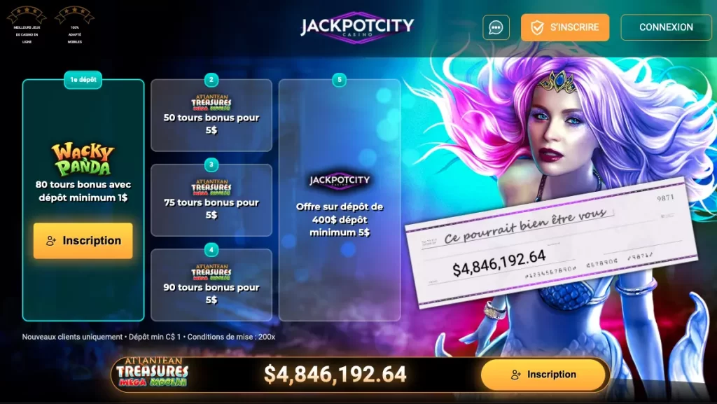 Jackpot City $1 Deposit Bonus CA FR