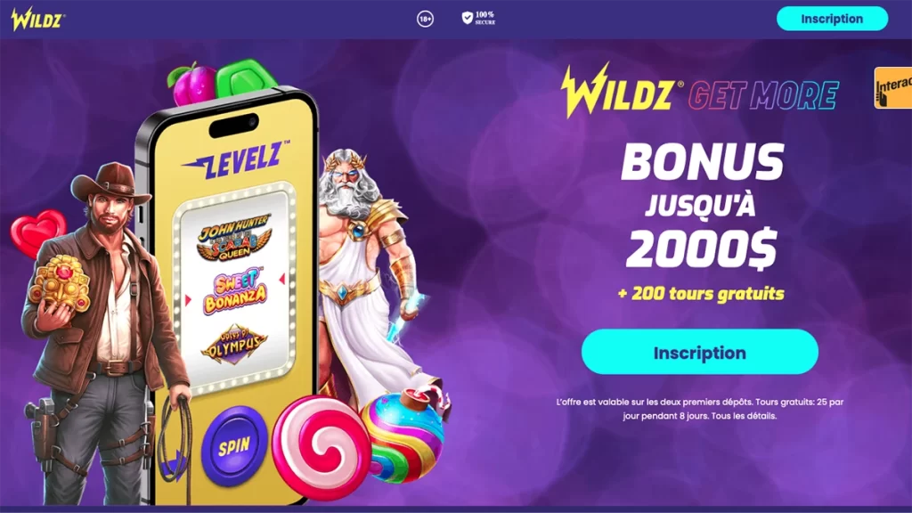 Wildz Casino landing page fr