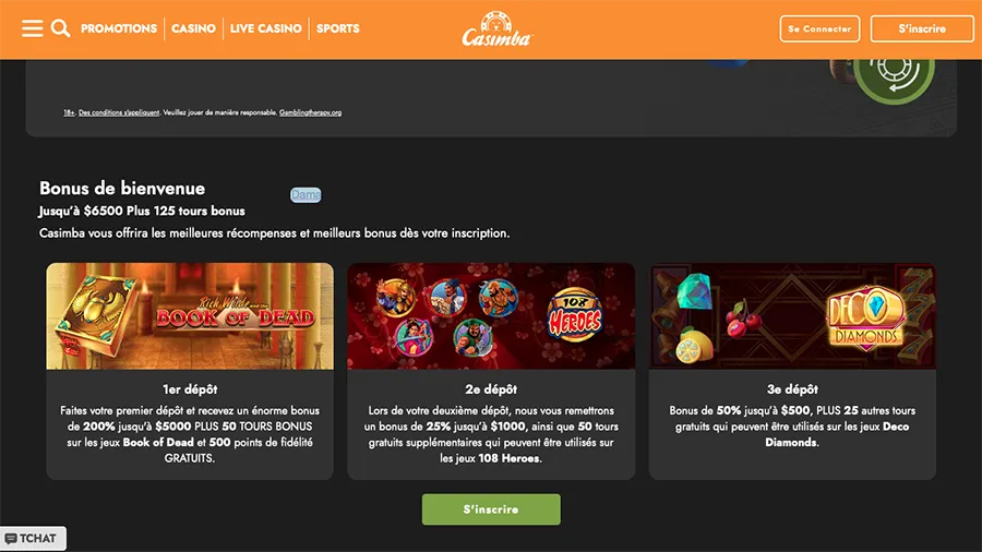 Casimba Casino Bonus de bienvenue