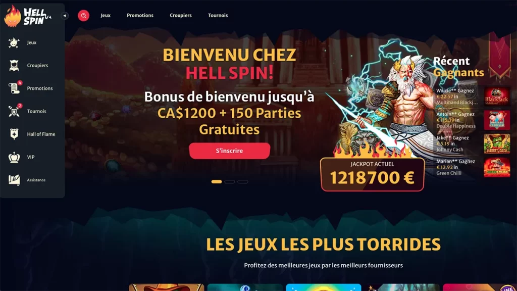 HellSpin Casino Homepage FR