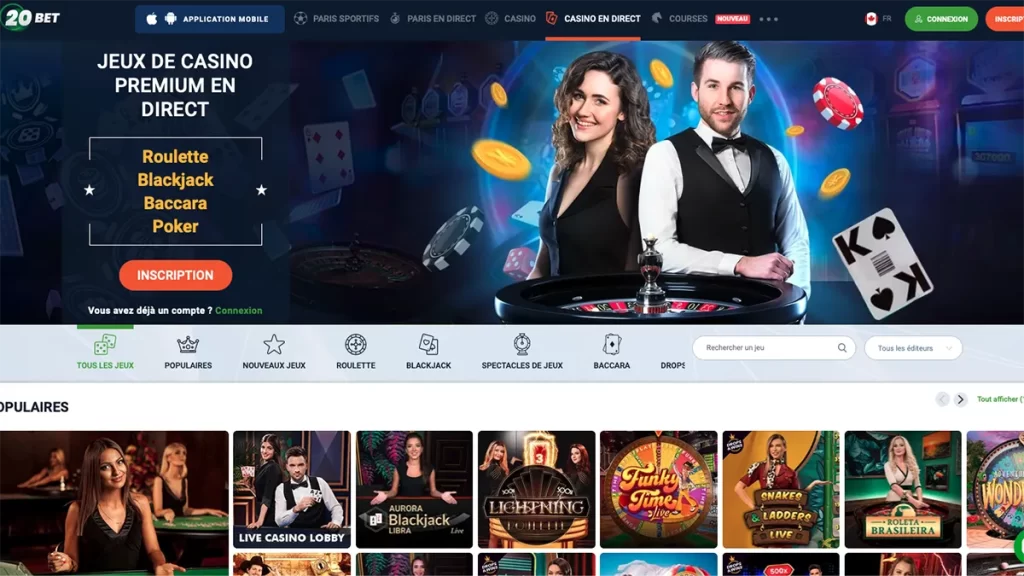 20Bet Casino jeux en direct