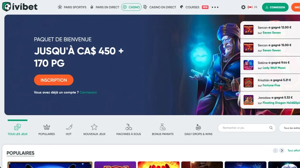 Ivibet casino homepage FR