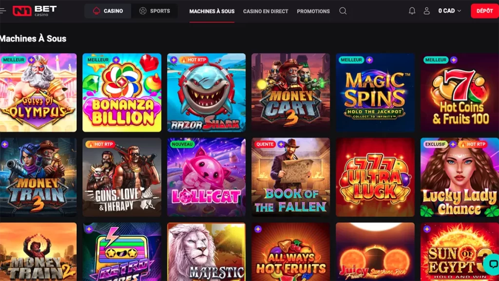 N1 Bet casino games