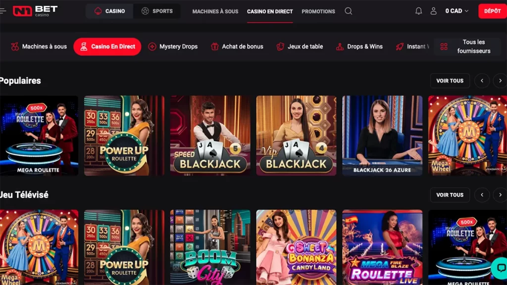 N1 Bet casino live dealer games