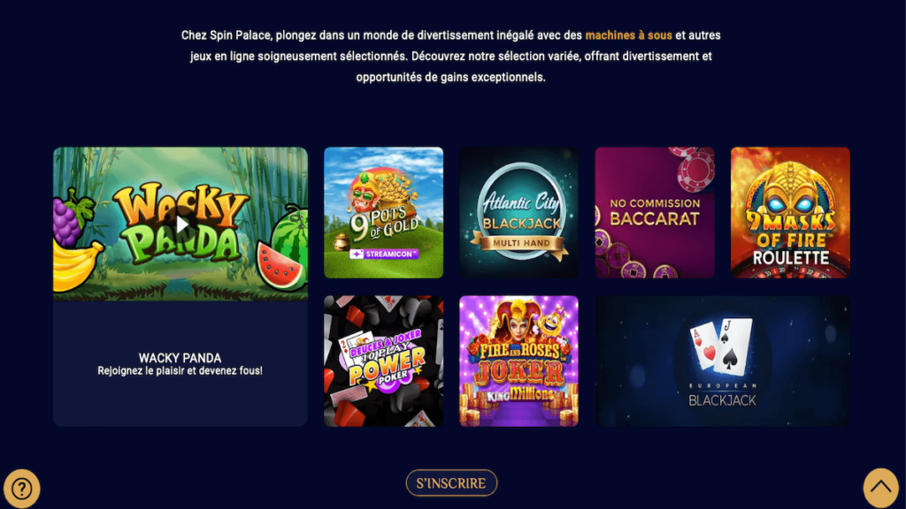 Spin Palace Casino en ligne jeux