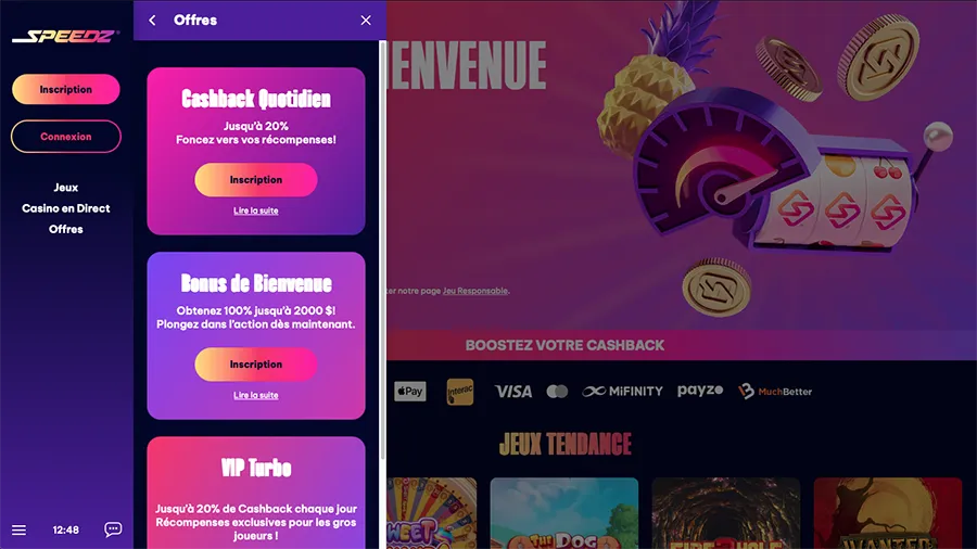 Speedz Casino FR Promotions screenshot