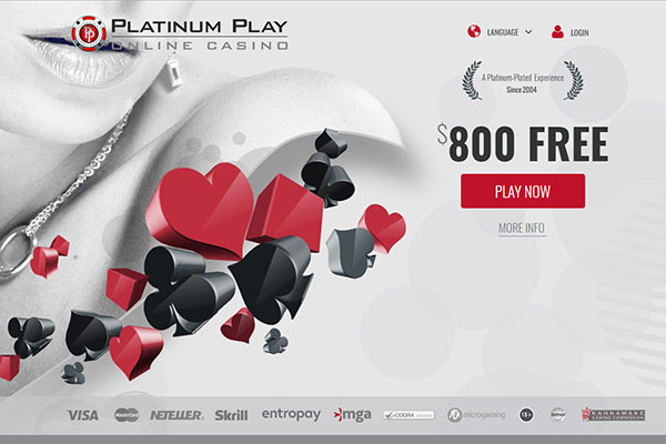 Platinum Play Casino Canada homepage