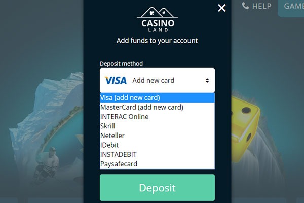 Casinoland CAD deposits