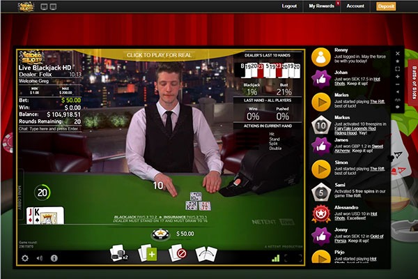 Videoslots live blackjack