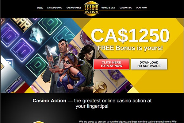 Casino Action Canada homepage