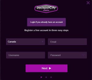 Jackpot City Signup 1
