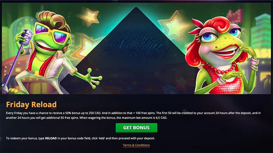 PlayAmo Casino Reload Bonus: CA$250 + 100 Free Spins