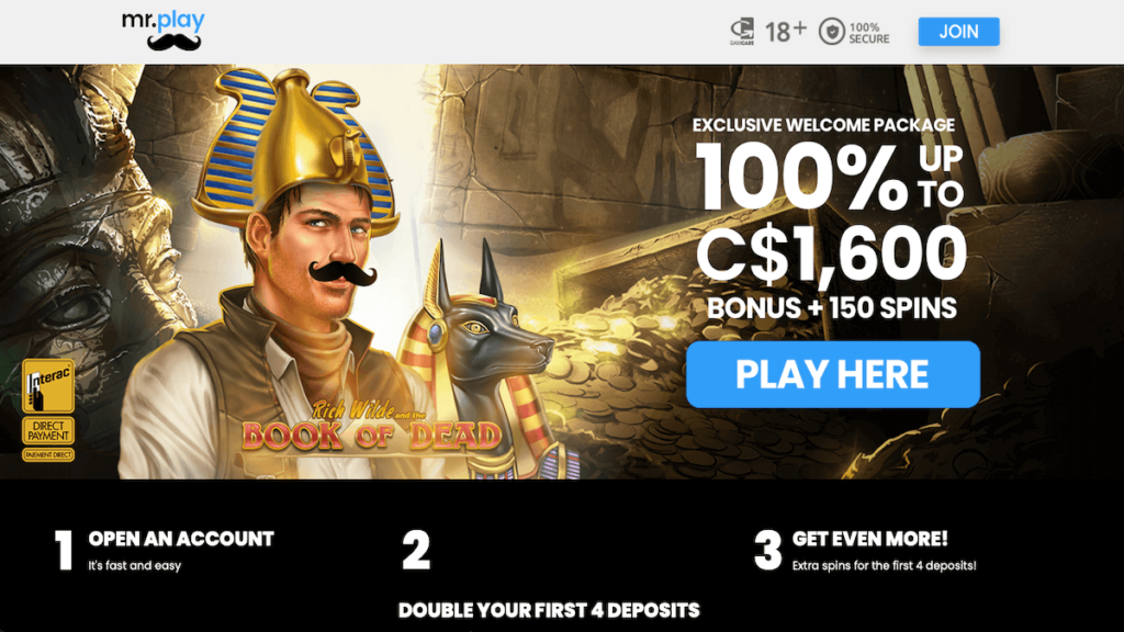 Mr. Play Casino Canada Landing Page