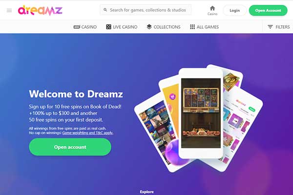 Dreamz Casino home