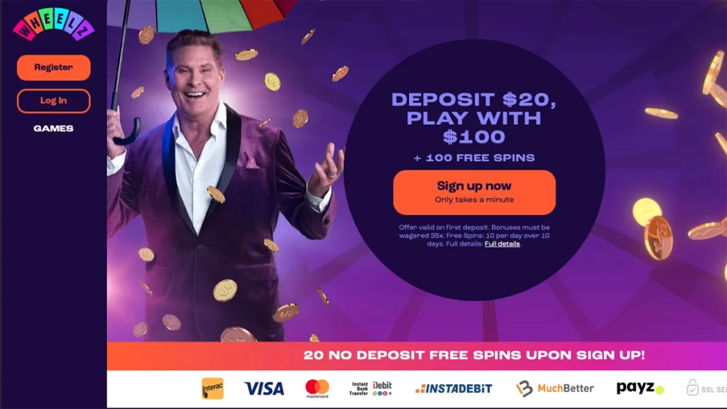Wheelz Casino homepage CA