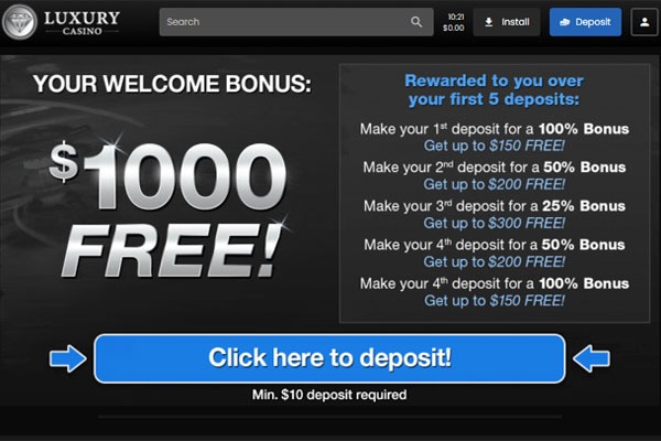 Luxury Casino welcome bonus