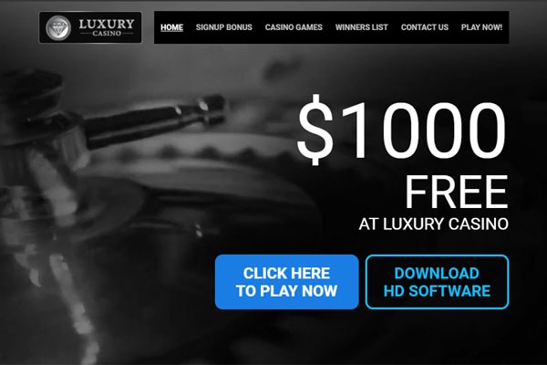 Luxury Casino welcome page