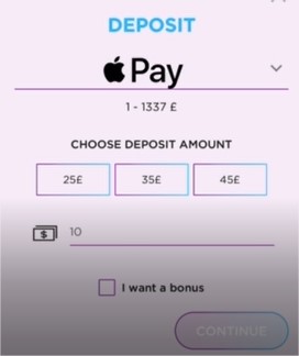 Apple Pay Deposit Screenshot