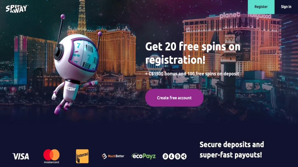 Spin Away Casino 20 no deposit free spins