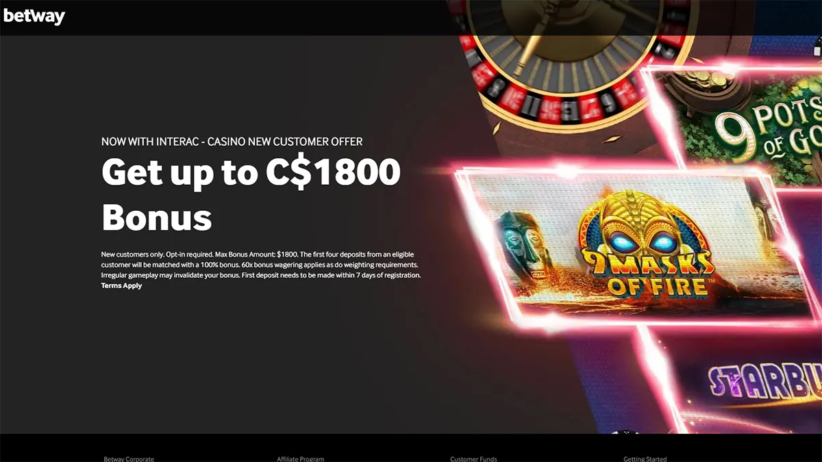 Betway Casino Homepage