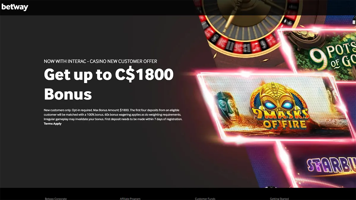Betway Casino homepage