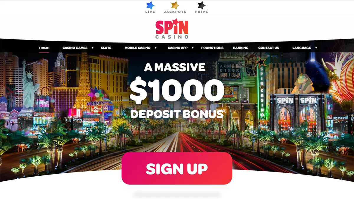 Spin Casino Homepage