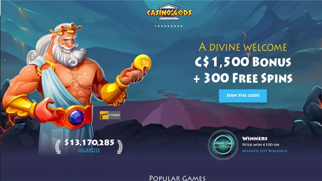 Casino Gods homepage screenshot
