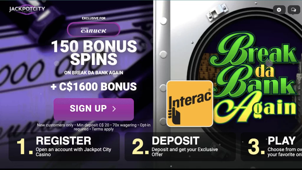 Jackpot City 150 Free Spins