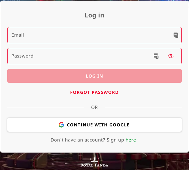 Royal Panda Casino Login