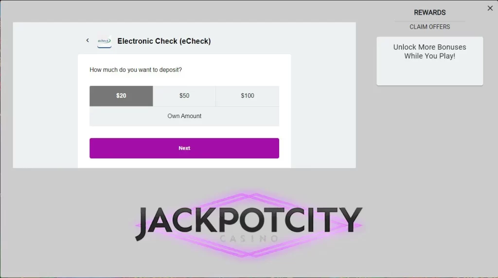 Jackpot City eCheck Casino