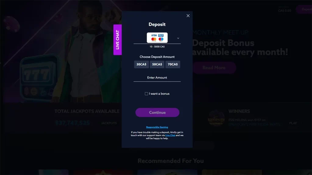 Playerz Casino Credit Card Deposit