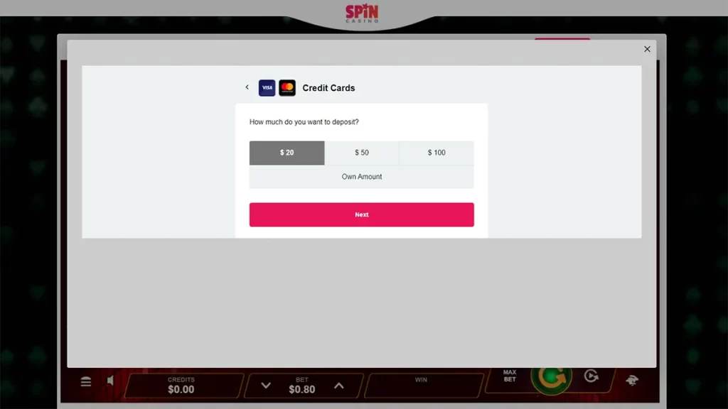 Spin Casino Credit Card Deposit