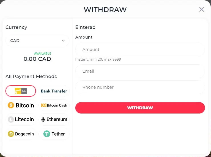 YOJU Casino Withdraw