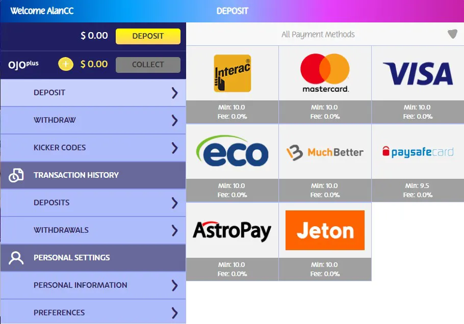 PlayOJO Payment