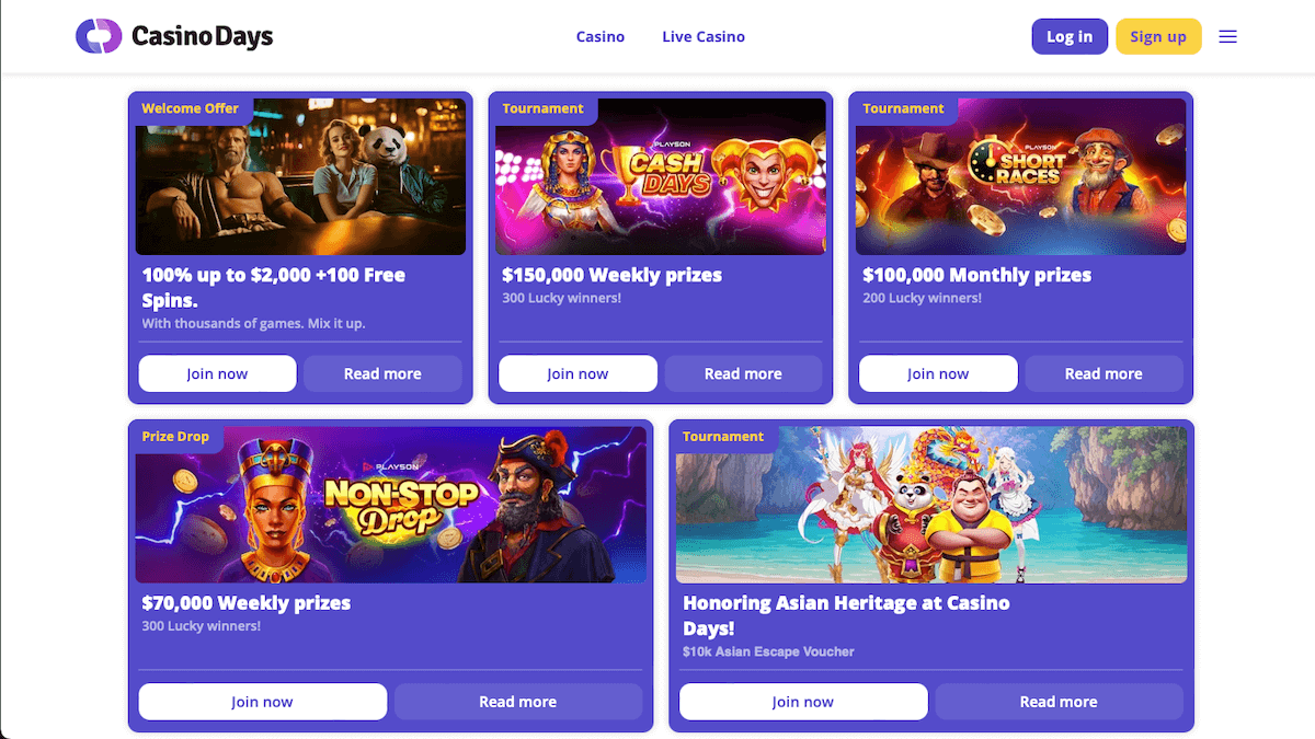 Casino Days Promotions and VIP Program