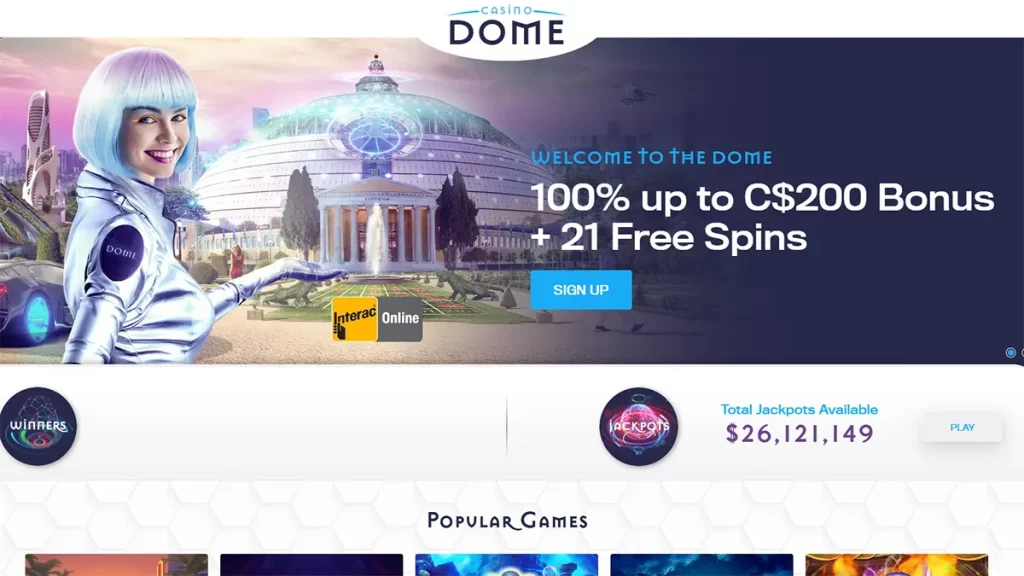 Casino Dome homepage CA