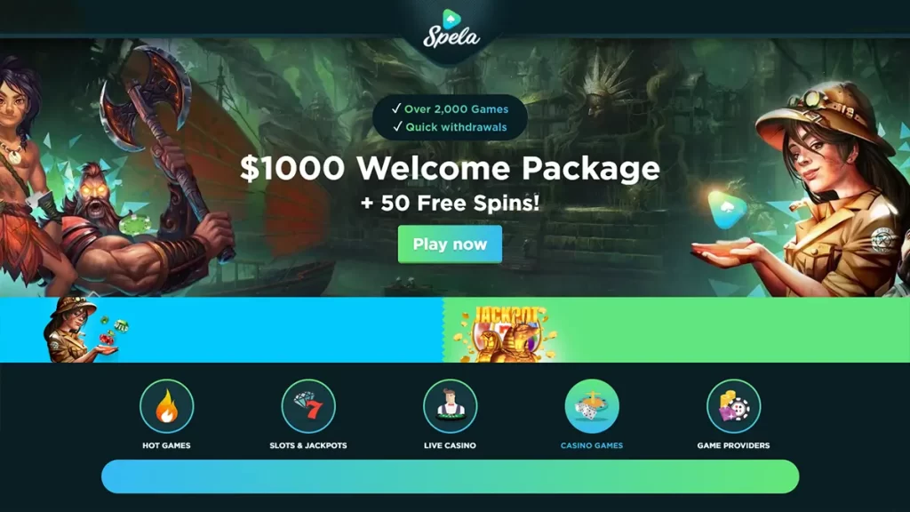 Spela Casino CA homepage