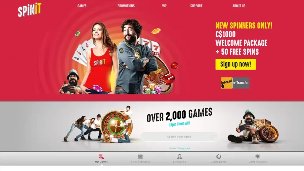 Spinit homepage CA