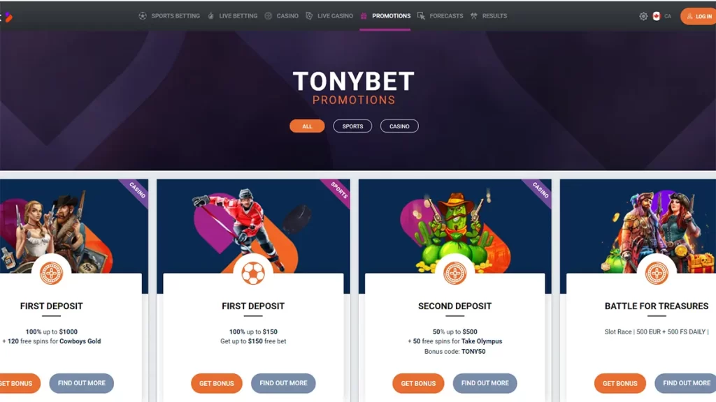 Tonybet Casino Promotions