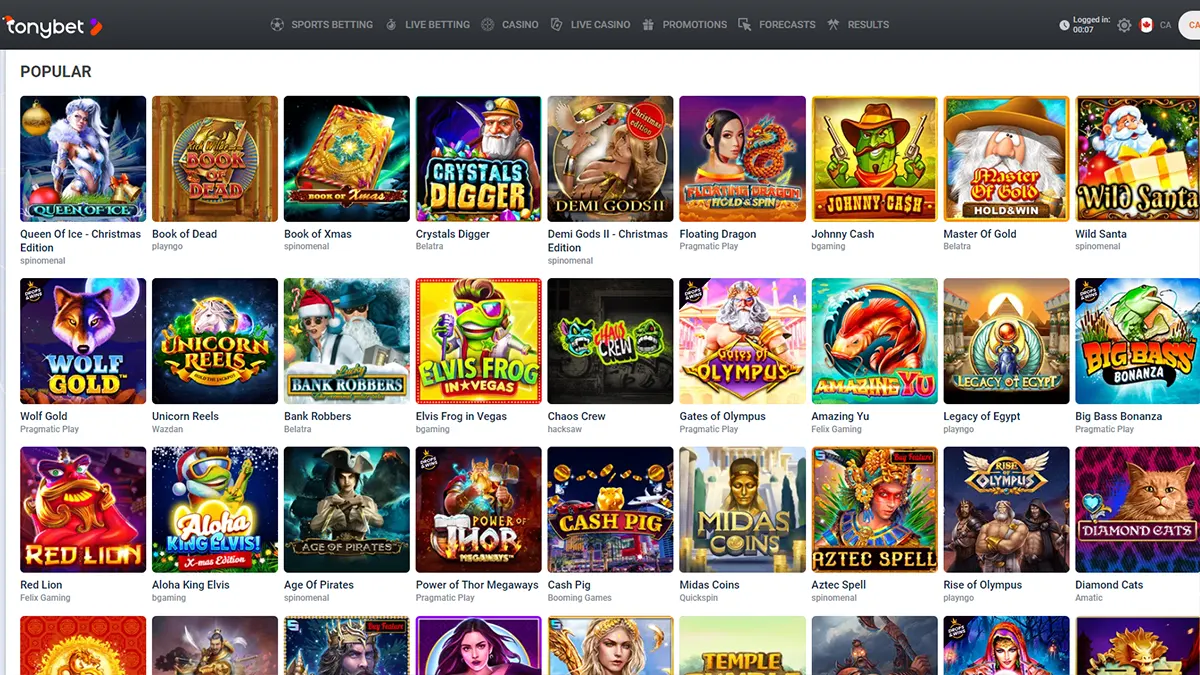 TonyBet Casino Games