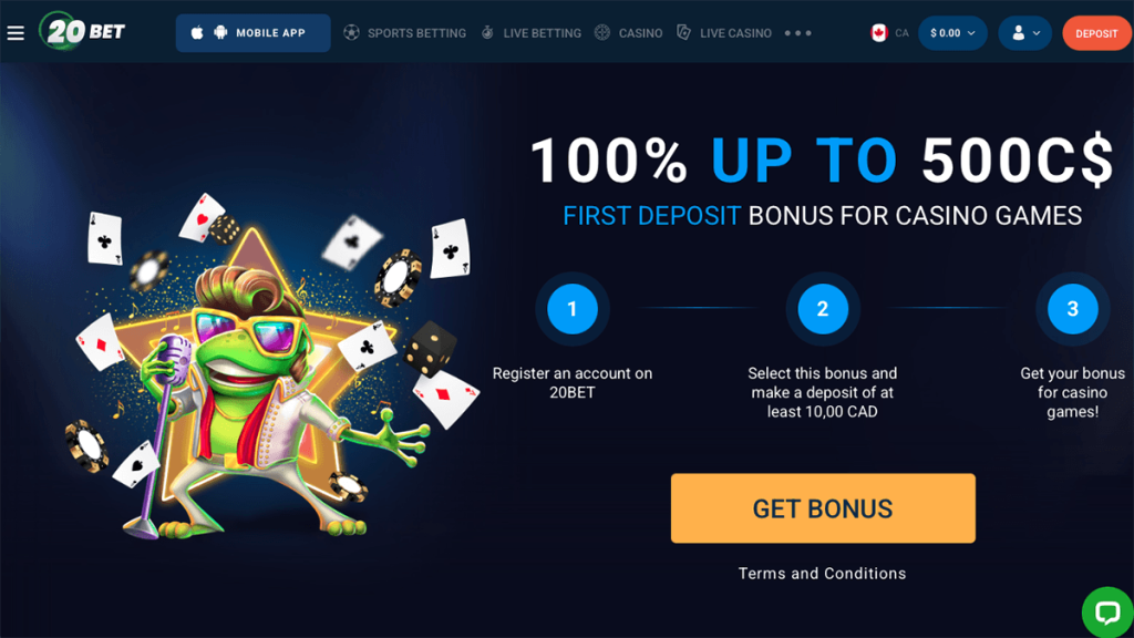 20Bet Casino CA Homepage