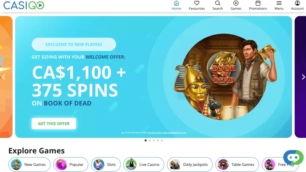 CasiGO Casino Homepage