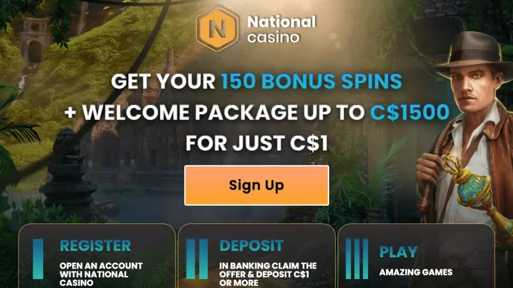 National Casino 150 free spins for $1 deposit