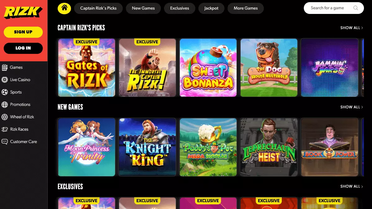 Rizk Casino Games