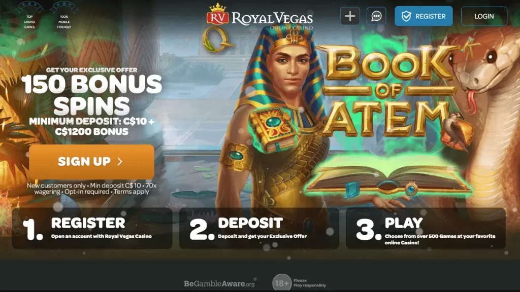 Royal Vegas 150 Free Spins on Book of Atem